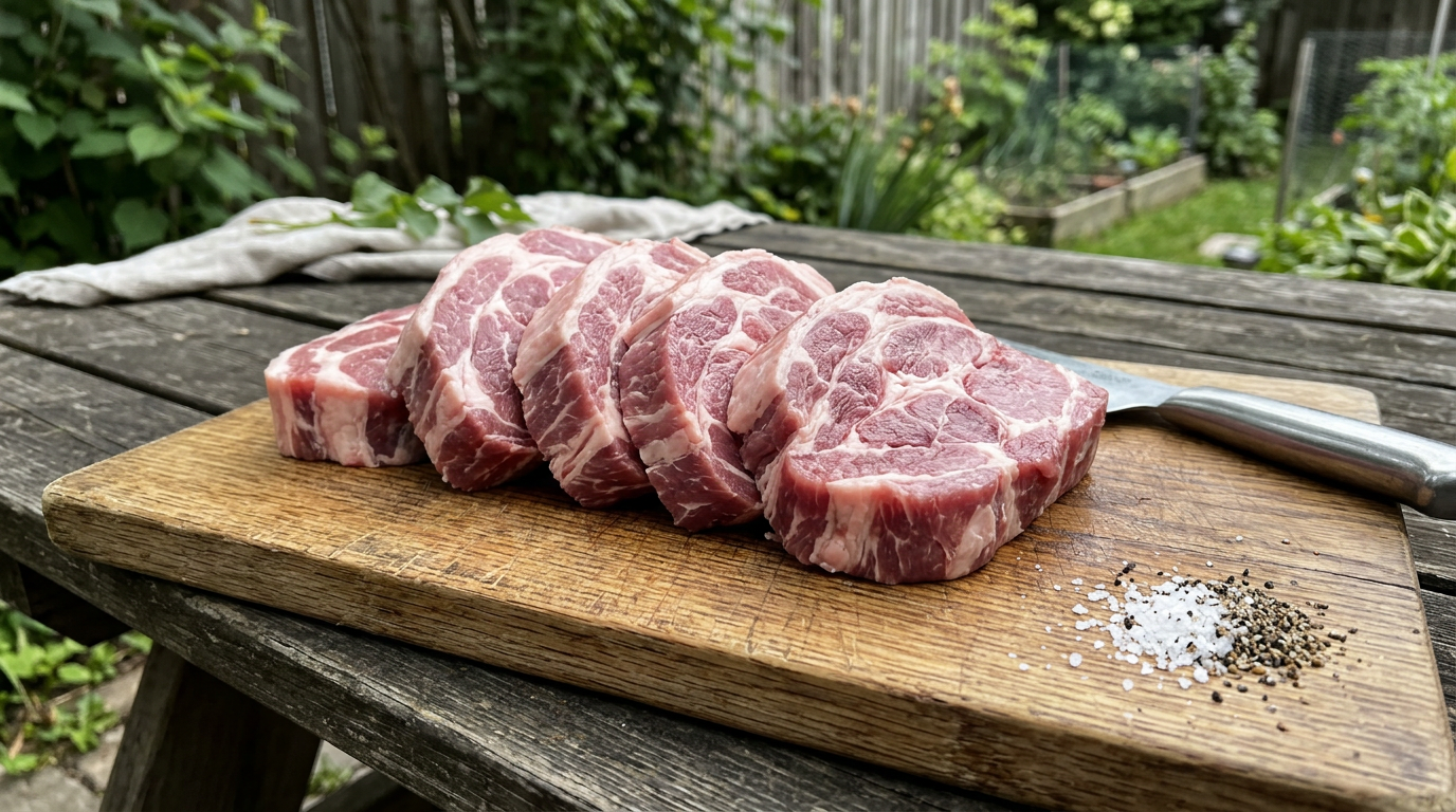 Sectioned pork butt slabs