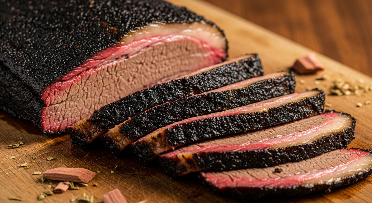 Sliced smoked brisket