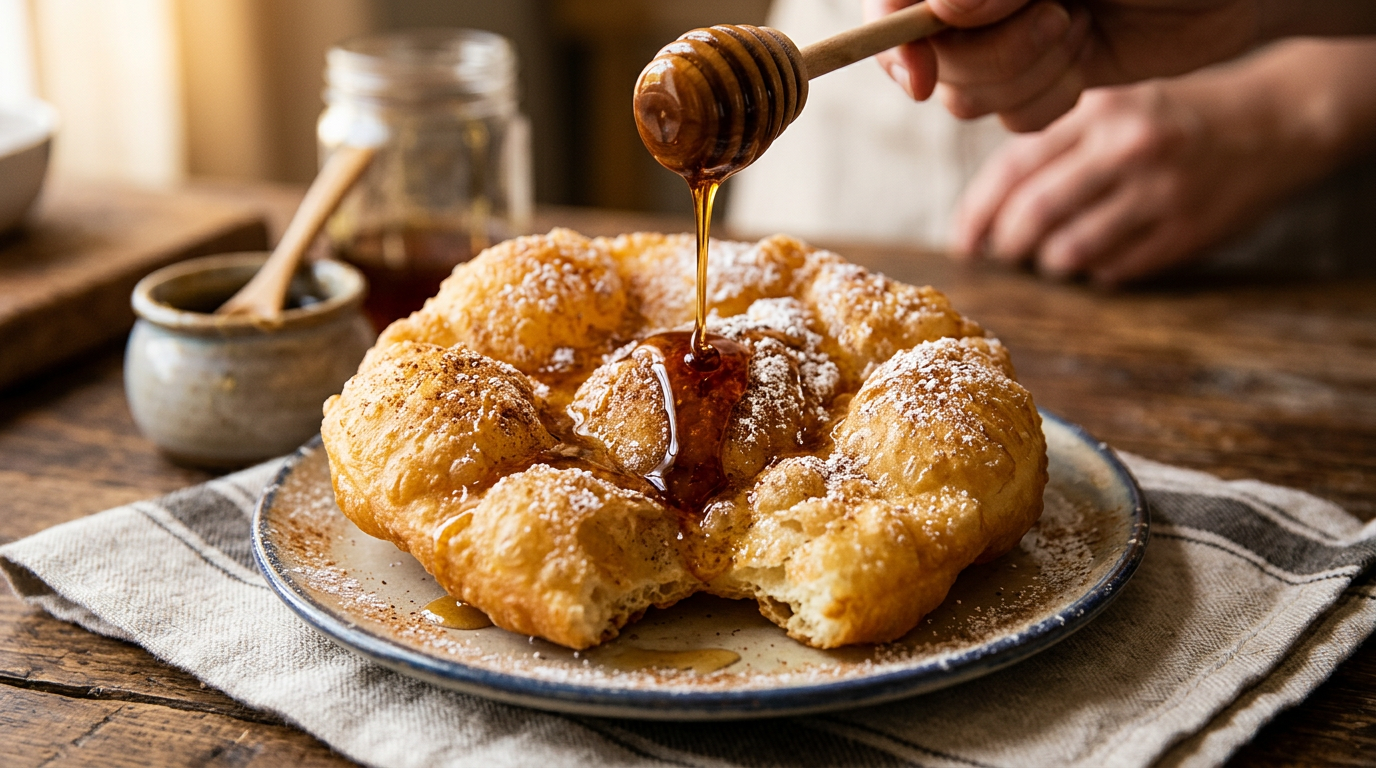 Sopaipilla with honey drizzle