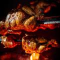 Hanging Chicken Halves in a Drum at 325°F